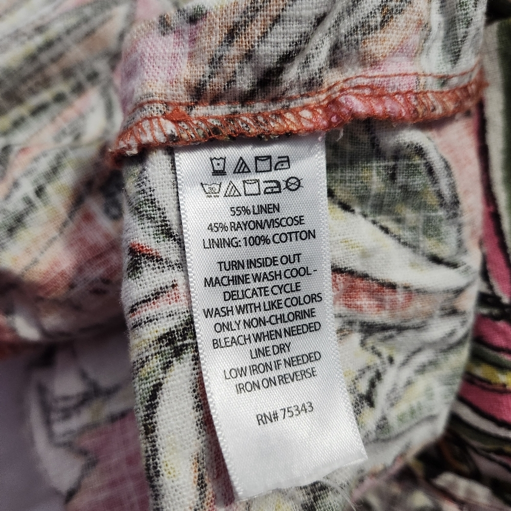 C&C California Women's Medium Tropical Print Strapless Maxi Dress Linen Blend - Picture 8 of 13